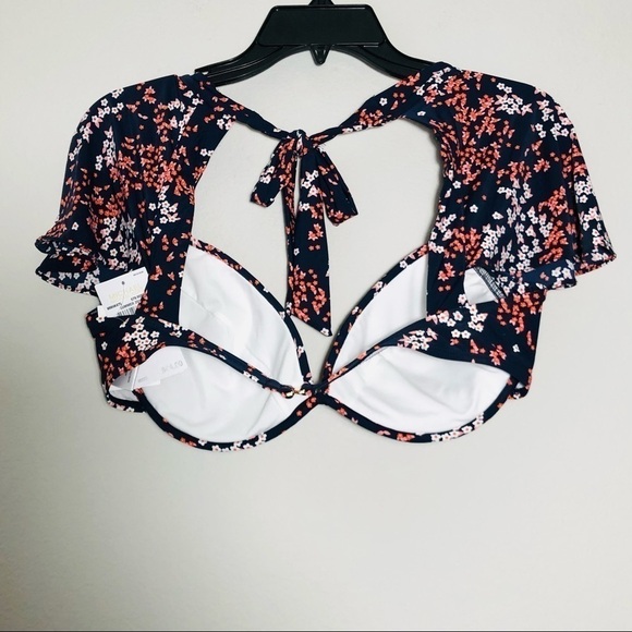 NWT Michael Kors Cap Sleeve Underwire Bikini Top in Scattered Blooms Print sz L - Picture 11 of 16